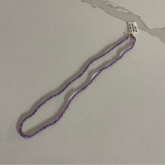 One of a kind faceted Amethyst beaded necklace 15” in length - Picture 3 of 10